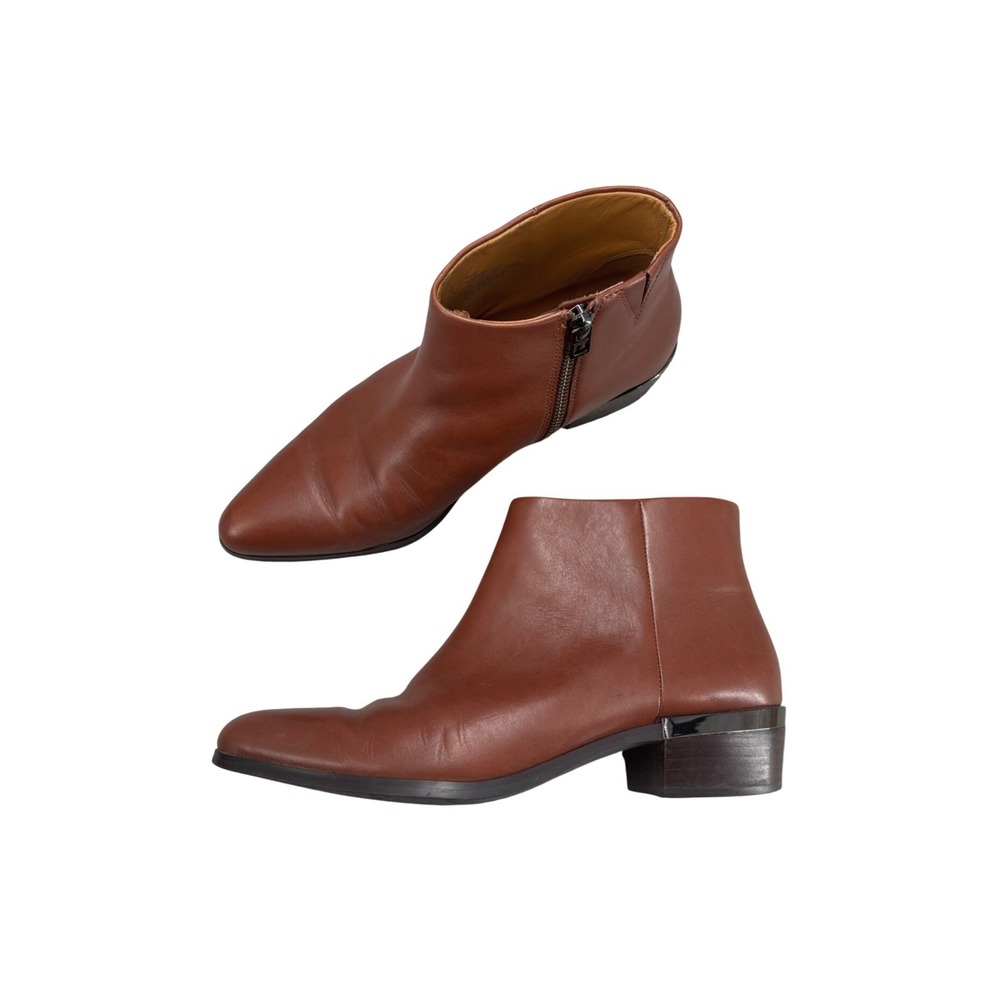 Coach Montana Botos Cognac Brown Leather Pointed Toe Ankle Booties Size 7.5B